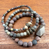 Red Flower Jasper Gemstone Bracelet Stack