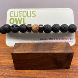 Matte Petrified Wood Agate & Lava Rock Bracelet