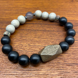 Matte Black Onyx & Smoky Quartz Bracelet