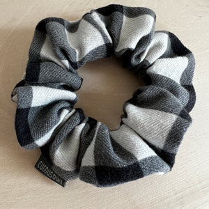 'Gray/Ivory' Check Flannel Hair Scrunchie