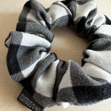 'Gray/Ivory' Check Flannel Hair Scrunchie