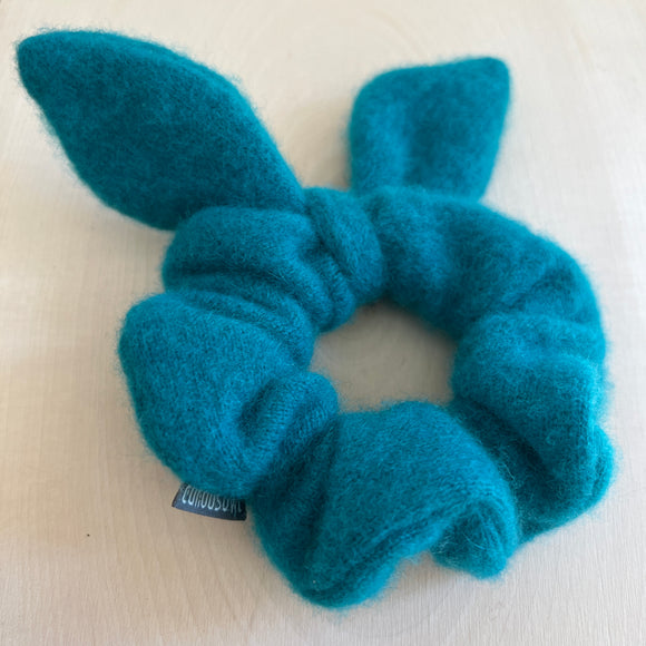 'Turquoise Bow' Cashmere Hair Scrunchie